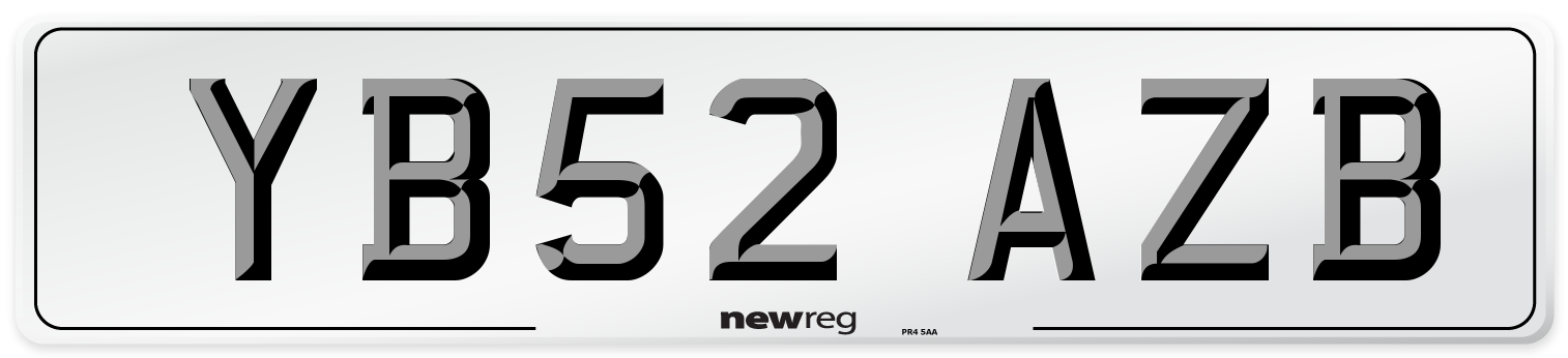 YB52 AZB Number Plate from New Reg